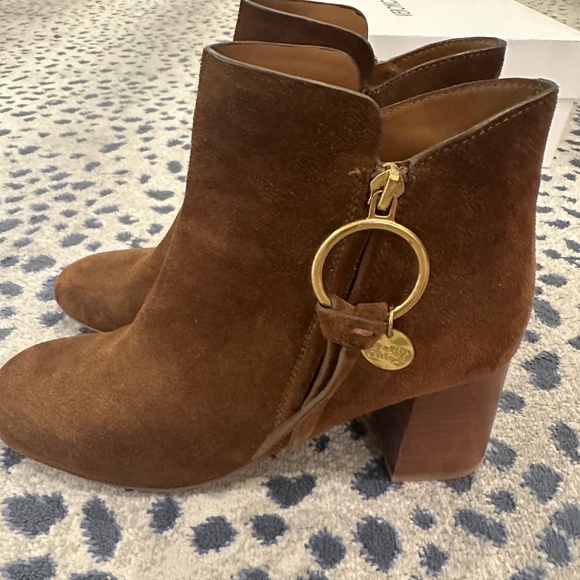 See by Chloe Brown Suede Medium Louise Ankle Boots - Picture 3 of 9